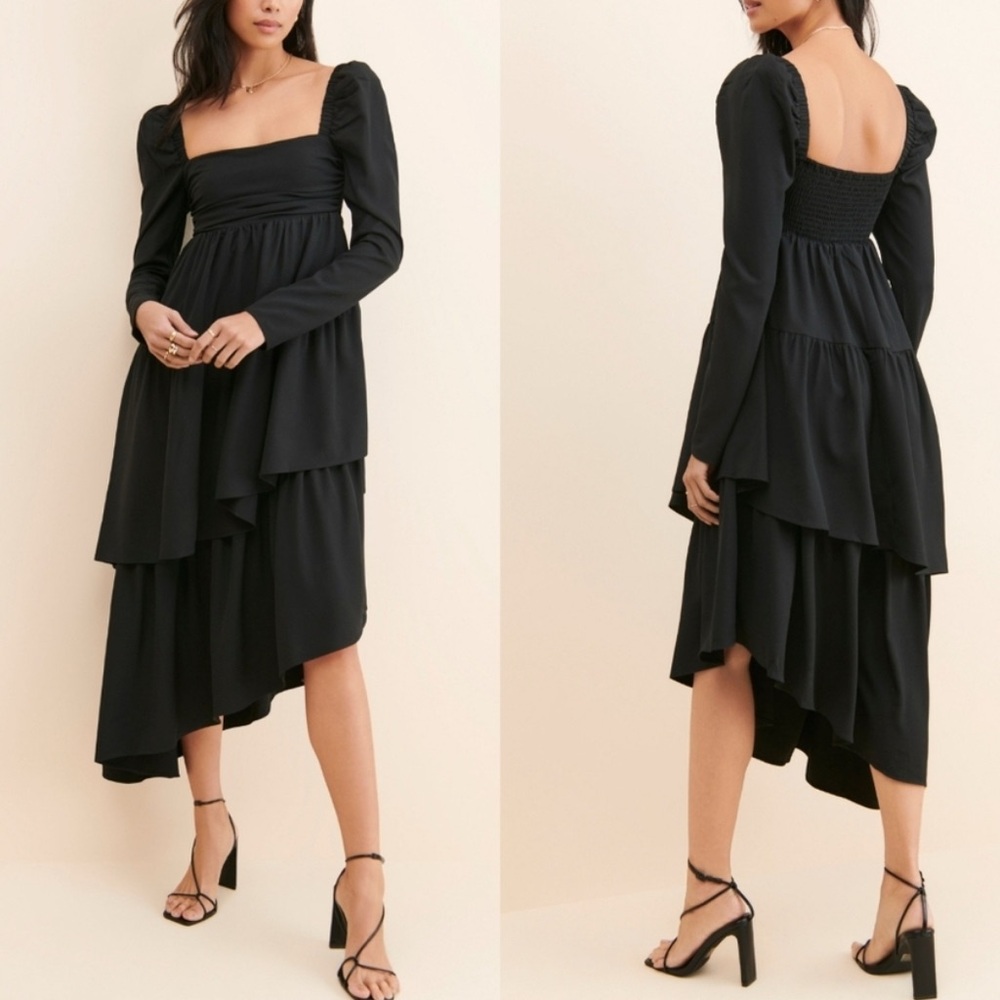 black weworewhat puff sleeve asymmetrical dress BNWT - Picture 3 of 12